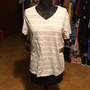 Mint Green and Gray V-Neck Tee shirt